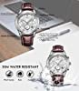 BUREI Men Watch Chronograph Analog Quartz Wrist Watches Silver Dial Date Display with Brown Leather Strap #3