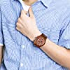 BEWELL Men's Wooden Watches Chronograph Analogue Quartz Watch with Wood Bracelet Date Calendar Stop Watch Round Timepiece (Red) #4